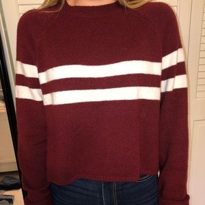 •Maroon and white sweater